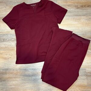 Mandala Women's Burgundy Scrub Set
